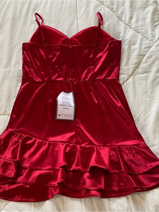NWT BCX Dress Macy's Red Silk Satin Valentines Day Christmas Party Dress - Picture 6 of 8